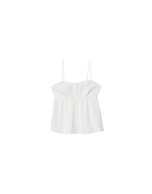 Asos Stradivarius Strappy Linen Blend Top In White