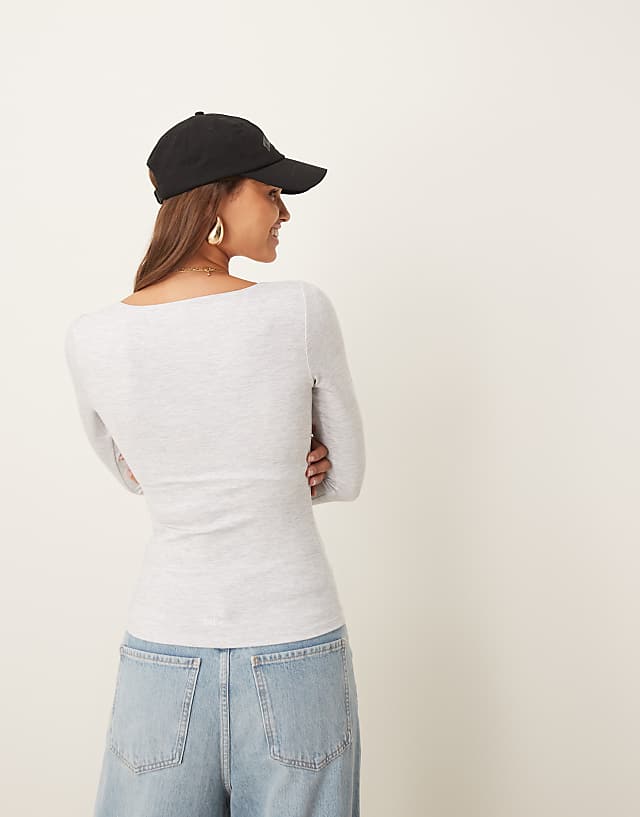 Asos Tala DayFlex Scoop Neck Top In Grey