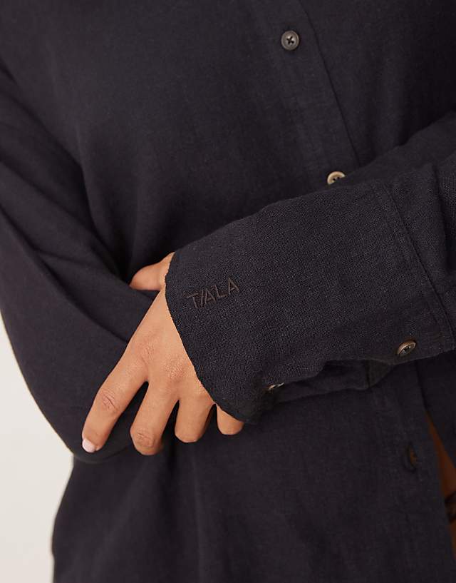 Asos Tala Essential Linen Shirt In Black
