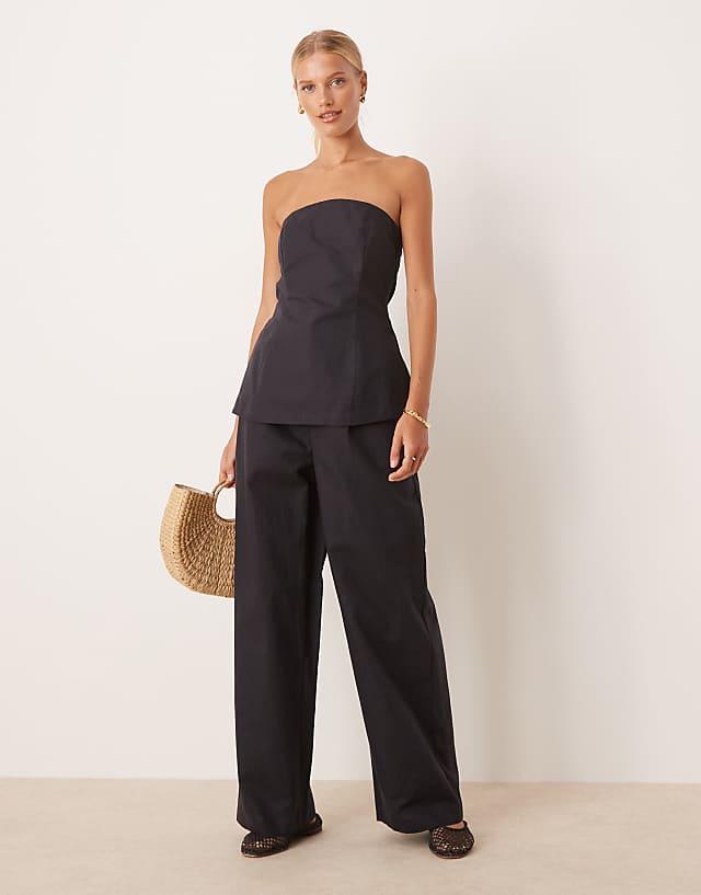 asos Tala linen set in black