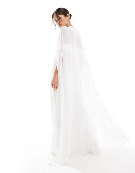 Asos TFNC Bridal Chiffon Maxi Cape In White