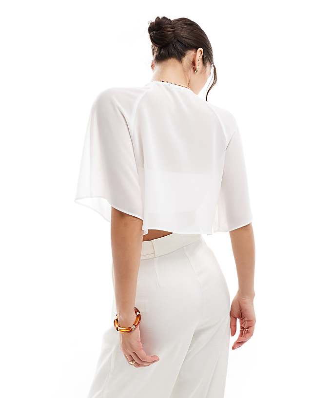 Asos TFNC Bridal Chiffon Mini Cape In White