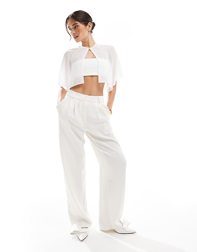 Asos TFNC Bridal Chiffon Mini Cape In White