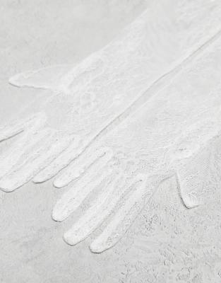 Asos TFNC Bridal Lace Gloves In White