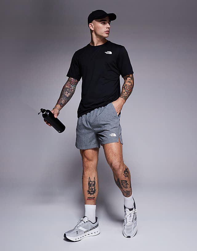 Asos The North Face 24/7 5"" Logo Shorts In Grey