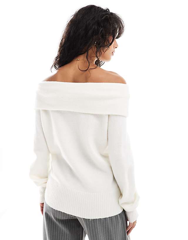 Asos Threadbare Off Shoulder Jumper In White