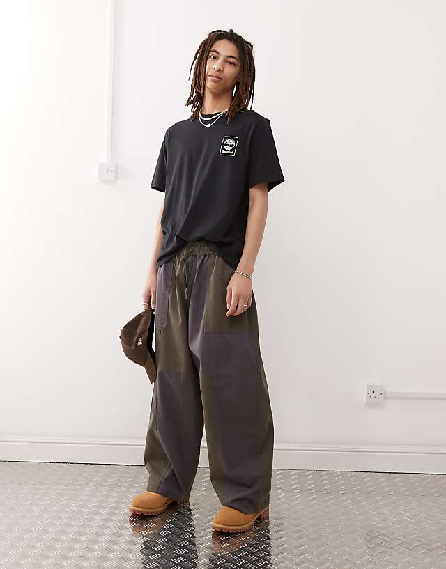 Asos Timberland Box Chest Logo T-shirt In Black