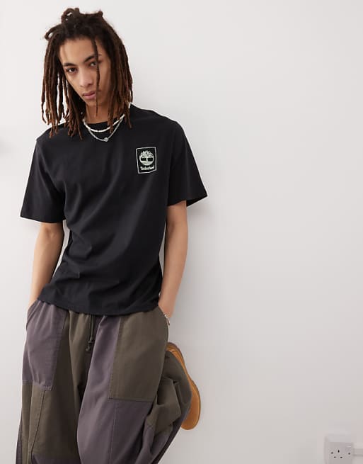 asos Timberland box chest logo t-shirt in black