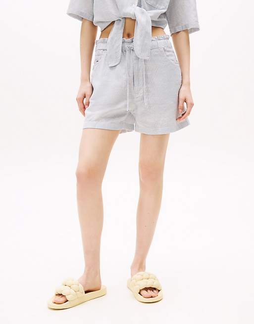 asos Tommy Jeans cotton linen short in Light Grey