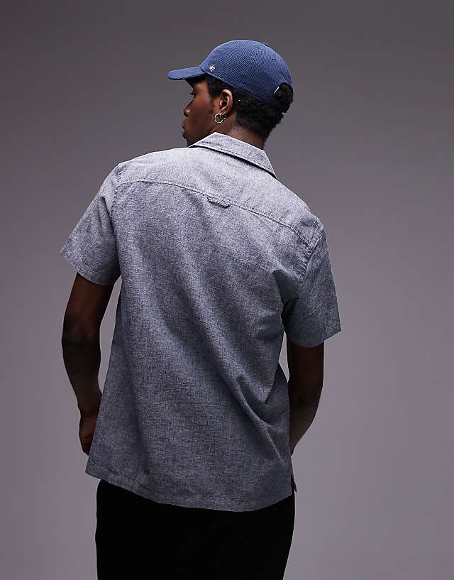Asos Tommy Jeans Linen Button Shirt In Navy