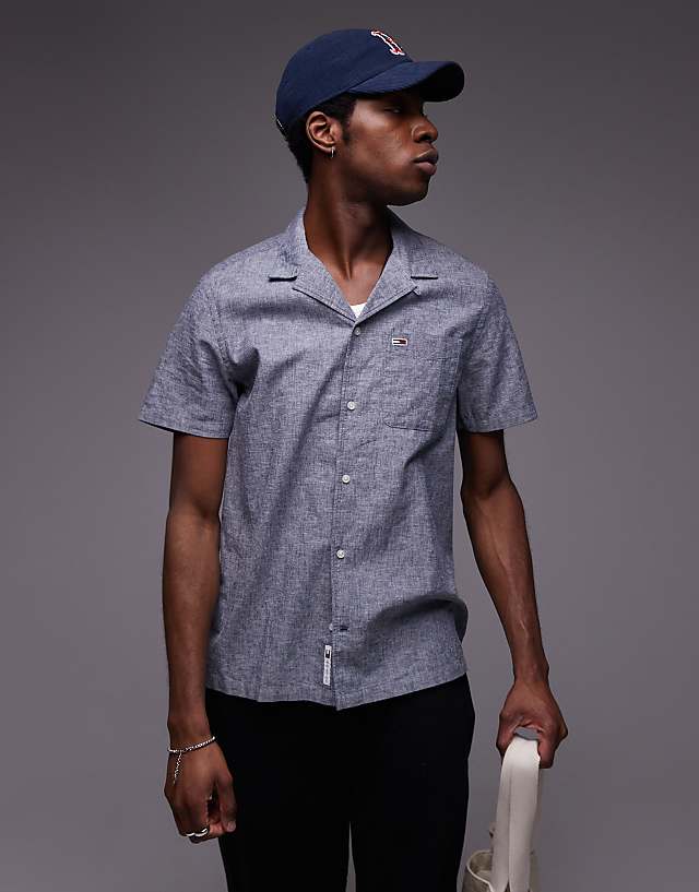 asos Tommy Jeans linen button shirt in navy