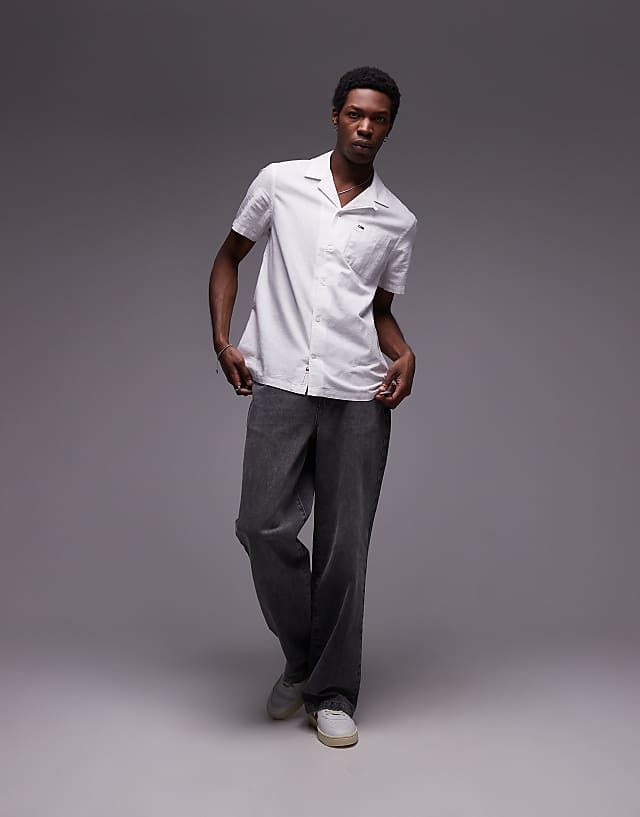 Asos Tommy Jeans Linen Button Shirt In Off White