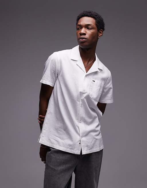 asos Tommy Jeans linen button shirt in off white