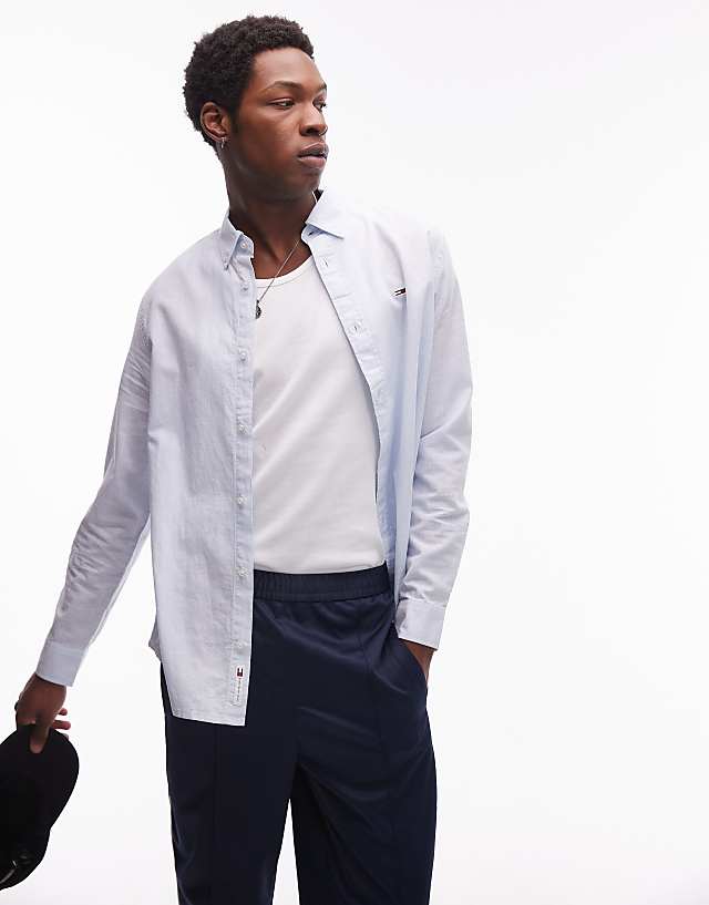 asos Tommy Jeans regular linen shirt in blue