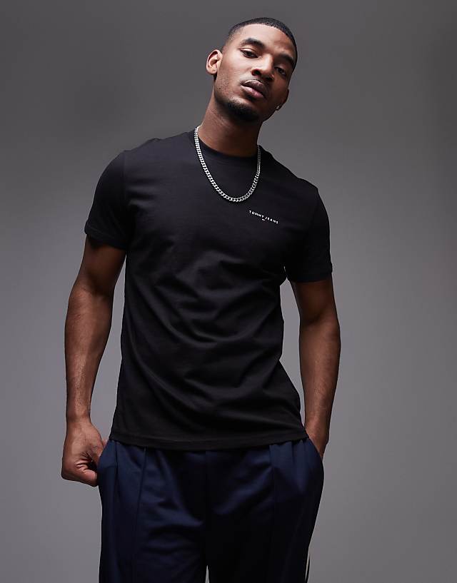 asos Tommy Jeans small chest logo t-shirt in black