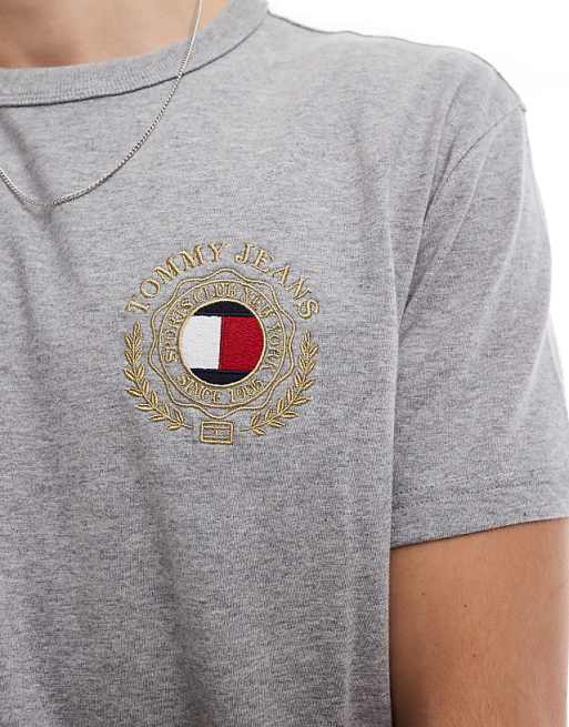 Asos Tommy Jeans Small Crest Logo T-shirt In Grey