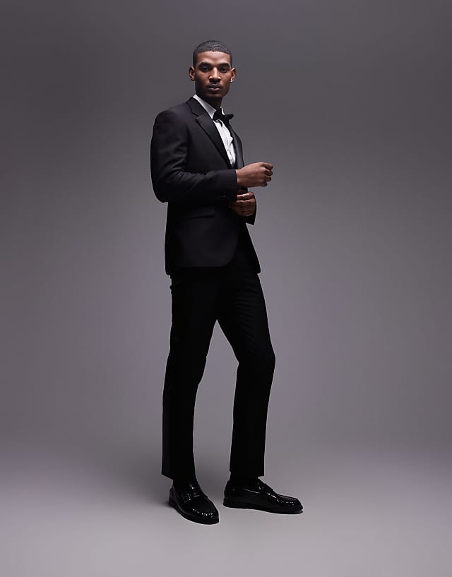 asos Topman entry slim tux in black