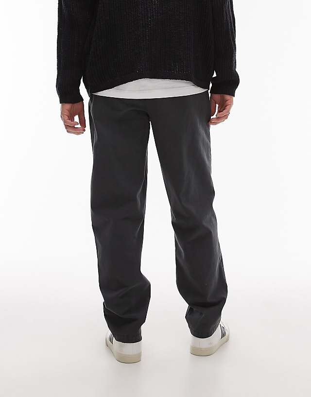 Asos Topman Essential Washed Trousers In Charcoal