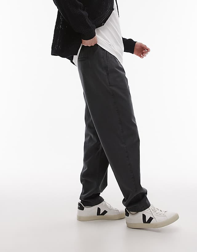 asos Topman essential washed trousers in charcoal