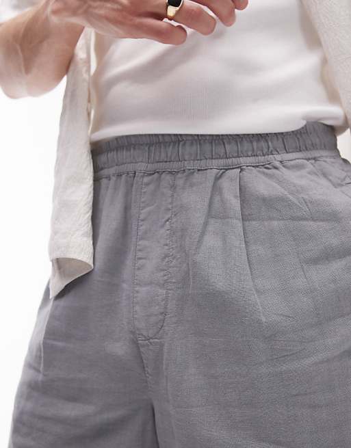 Asos Topman Linen Blend Shorts In Grey