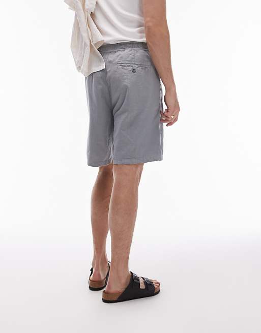 Asos Topman Linen Blend Shorts In Grey