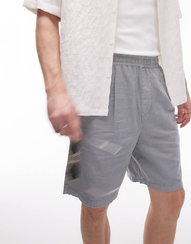 asos Topman linen blend shorts in grey
