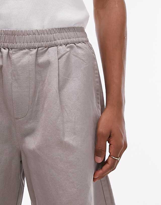 Asos Topman Linen Blend Shorts In Stone