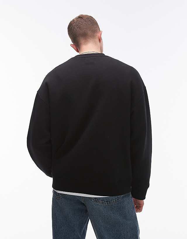 Asos Topman Oversized Fit Sweatshirt In Black
