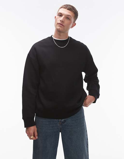 Asos Topman Oversized Fit Sweatshirt In Black