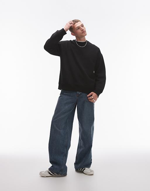 asos Topman oversized fit sweatshirt in black