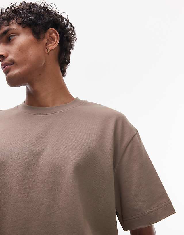 Asos Topman Oversized Fit T-shirt In Brown