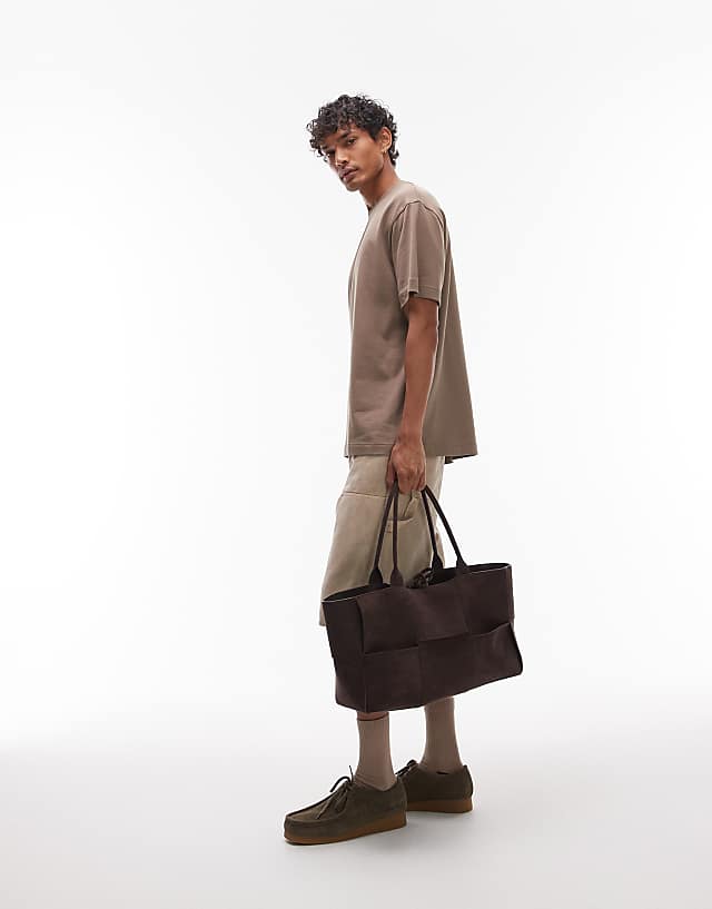 Asos Topman Oversized Fit T-shirt In Brown