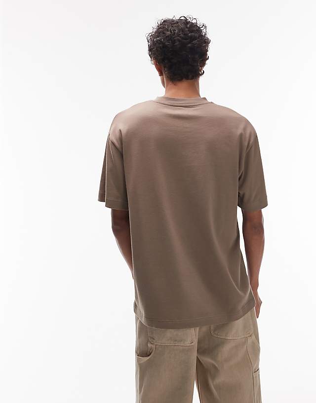 Asos Topman Oversized Fit T-shirt In Brown