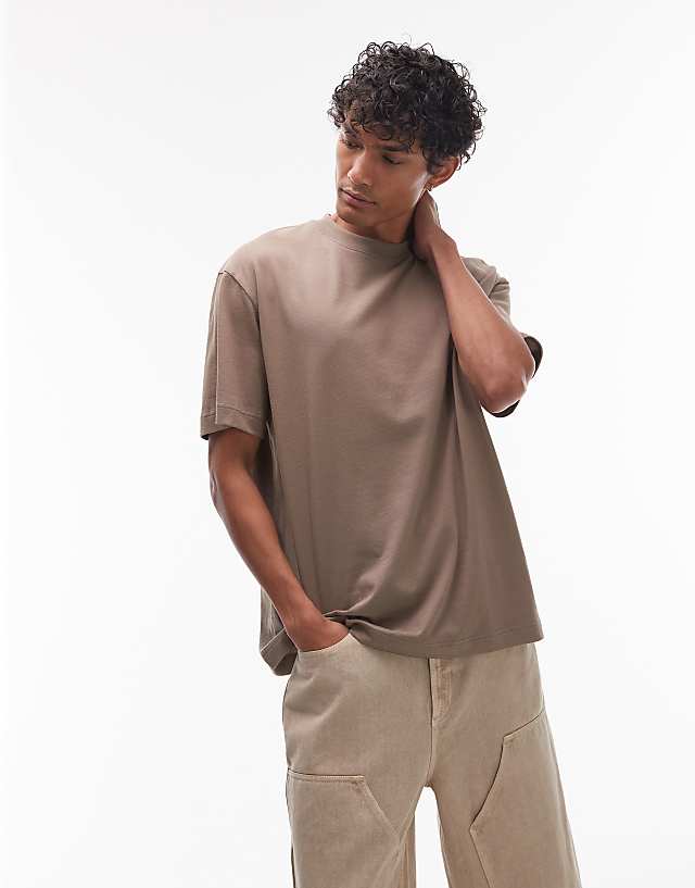 asos Topman oversized fit t-shirt in brown