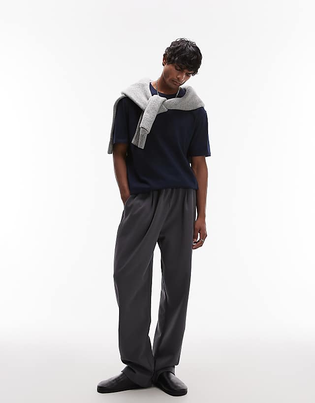 Asos Topman Oversized Fit T-shirt In Navy