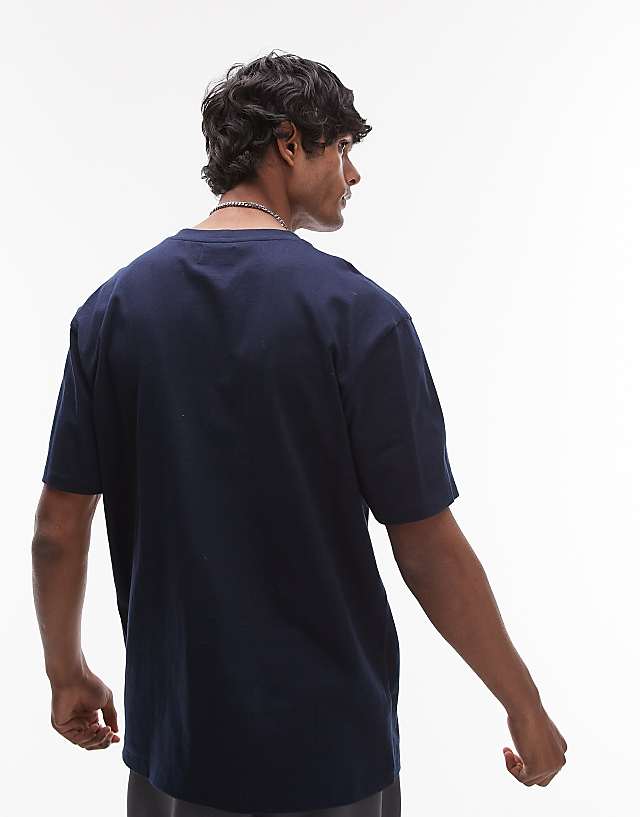 Asos Topman Oversized Fit T-shirt In Navy