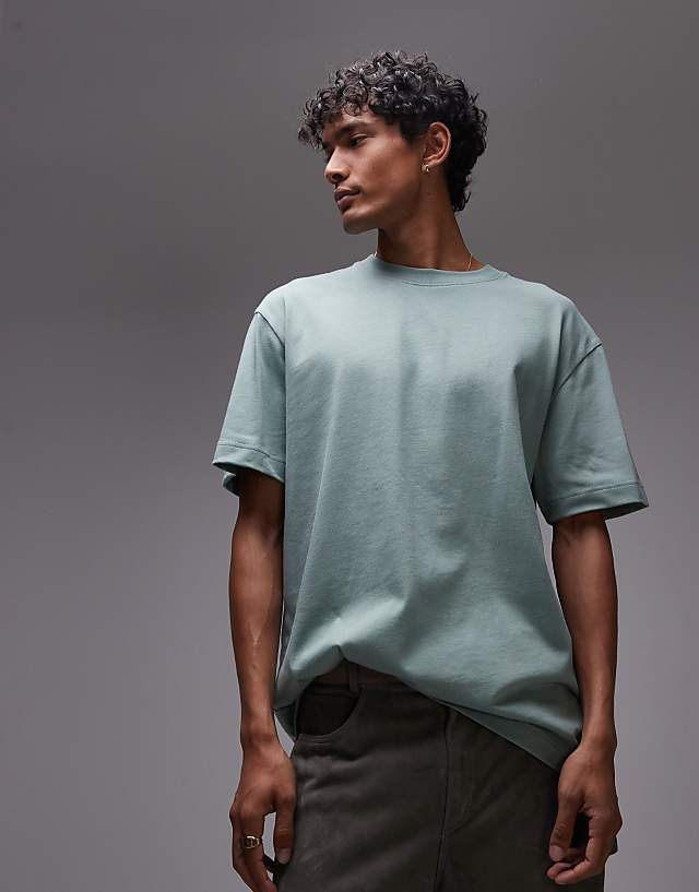asos Topman oversized fit t-shirt in sage