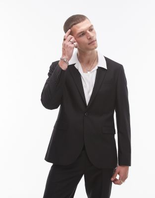 Asos Topman Pinstripe Wool Blend Suit In Charcoal