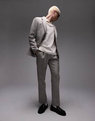 Asos Topman Relaxed Textured Suit In Stone