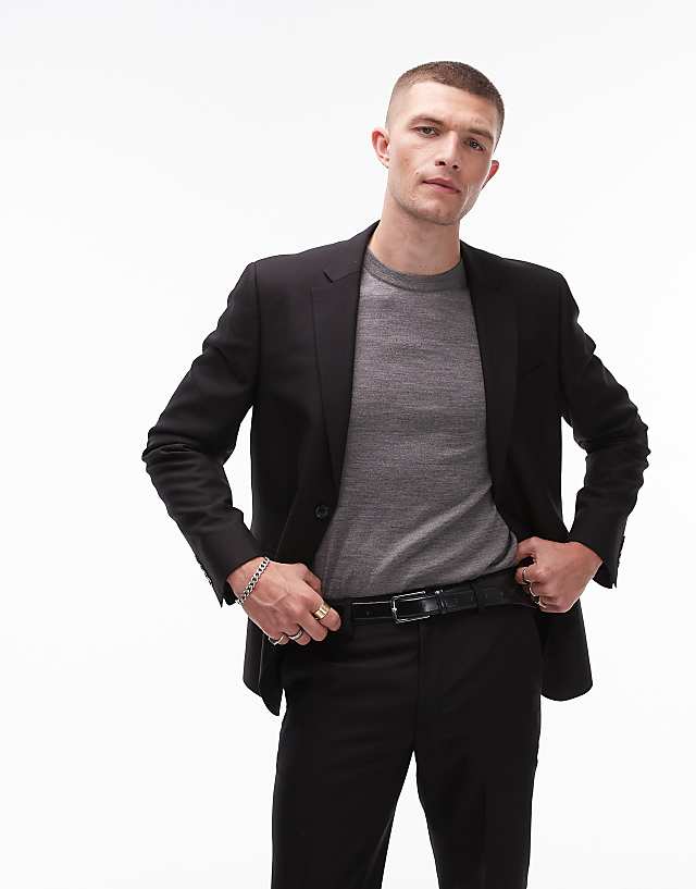 asos Topman skinny suit jacket in black