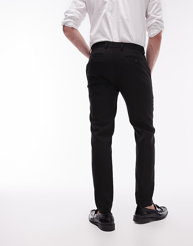Asos Topman Skinny Textured Suit Trousers In Black