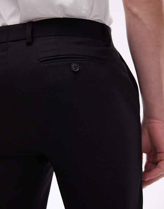 Asos Topman Skinny Textured Suit Trousers In Black
