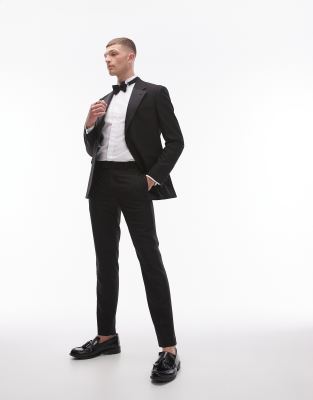 Asos Topman Skinny Tuxedo Suit In Black
