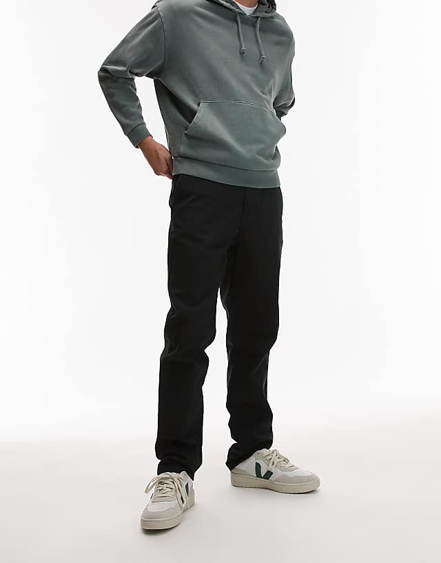 Asos Topman Slim Chino Trousers In Black