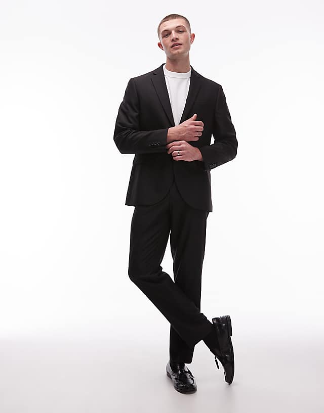 asos Topman Slim Suit Black
