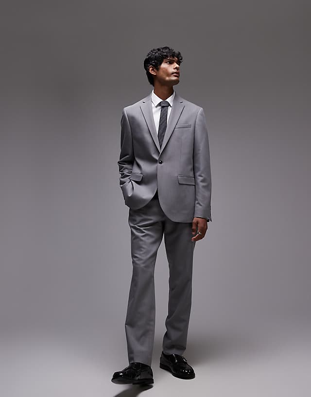 asos Topman Slim Suit Grey