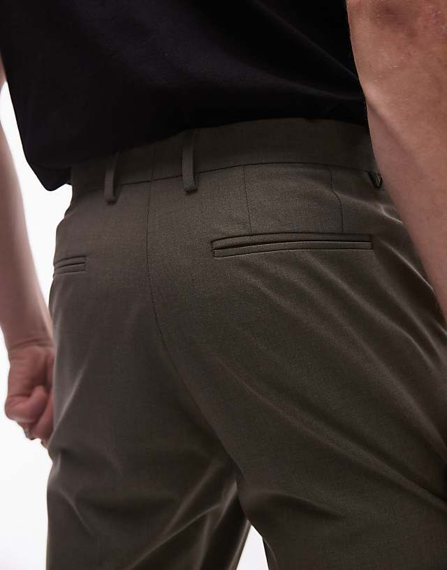 Asos Topman Slim Suit Trousers In Khaki