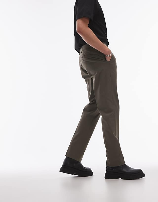 Asos Topman Slim Suit Trousers In Khaki