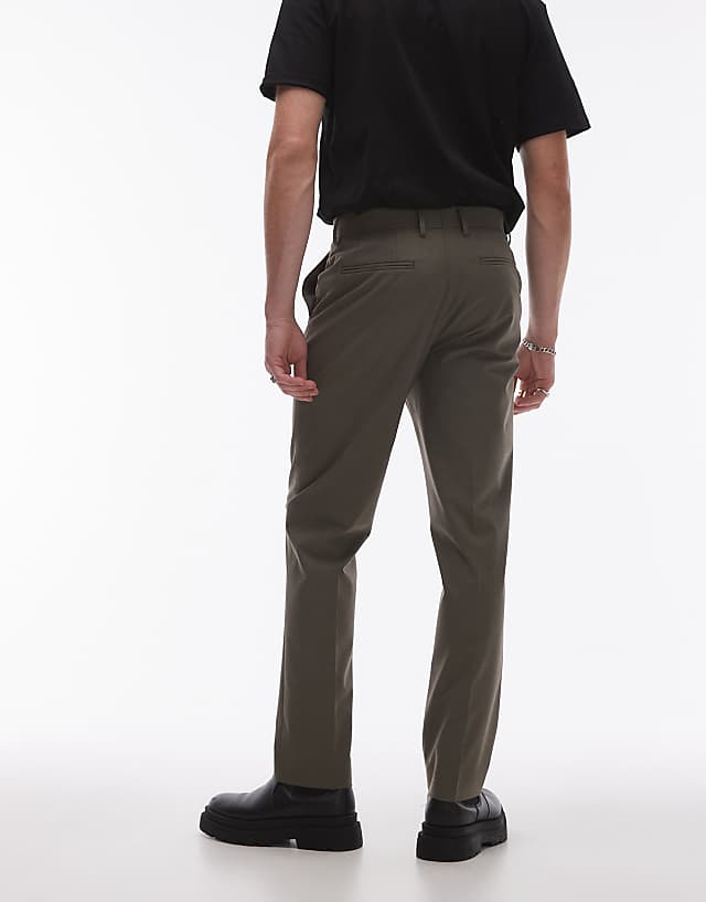 Asos Topman Slim Suit Trousers In Khaki
