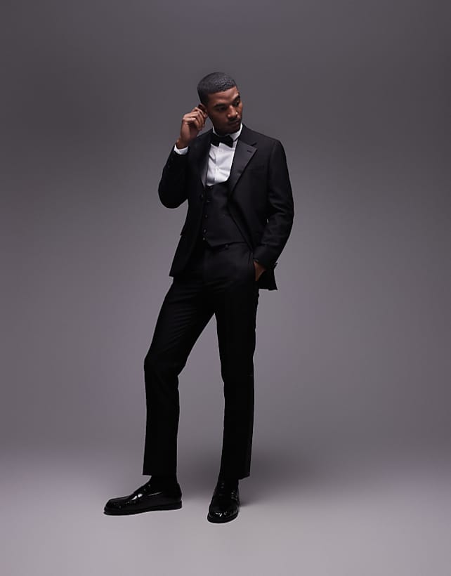 Asos Topman Slim Tux Suit In Black